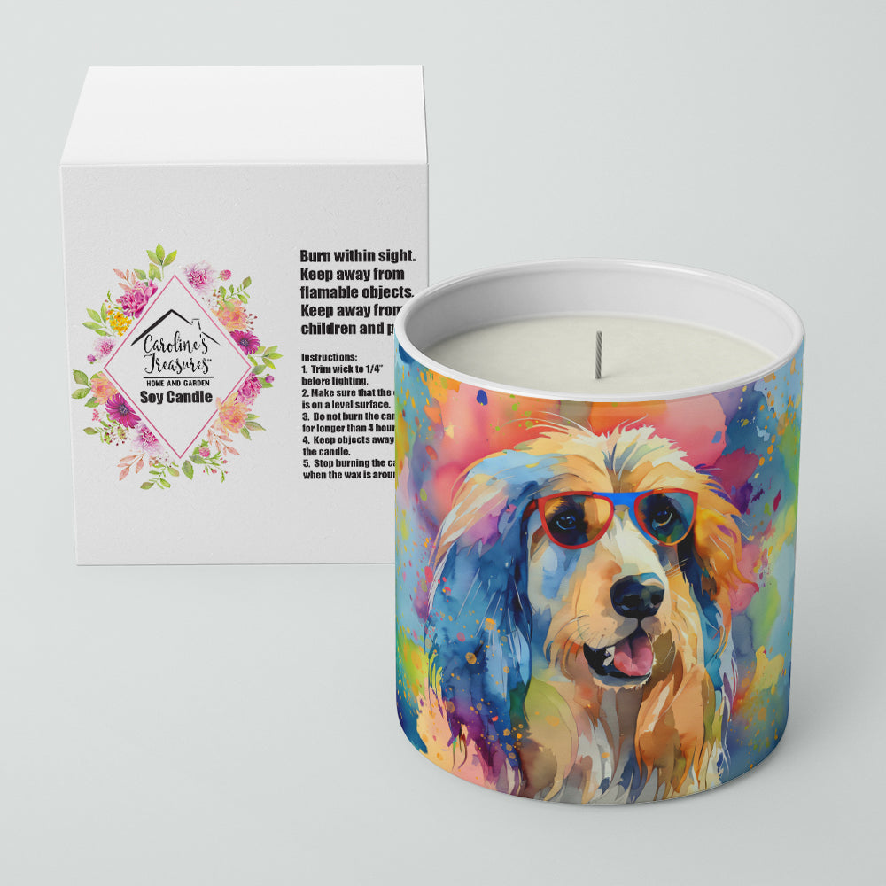 Afghan Hound Hippie Dawg Decorative Soy Candle Nature Soy Wax Essential Oil Home Decor Ideal for Bedroom Kitchen Bath Office Gift, 10 oz