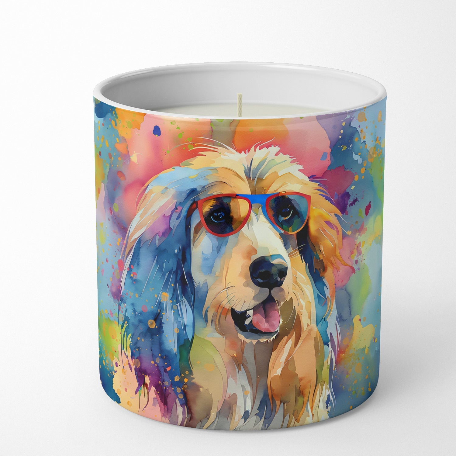 Afghan Hound Hippie Dawg Decorative Soy Candle Nature Soy Wax Essential Oil Home Decor Ideal for Bedroom Kitchen Bath Office Gift, 10 oz