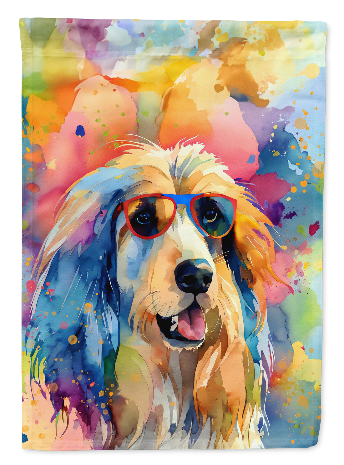 Afghan Hound Hippie Dawg House Flag 28x40 Porch Sleeve Pole Decorative Outside Yard Banner Artwork Wall Hanging, Polyester