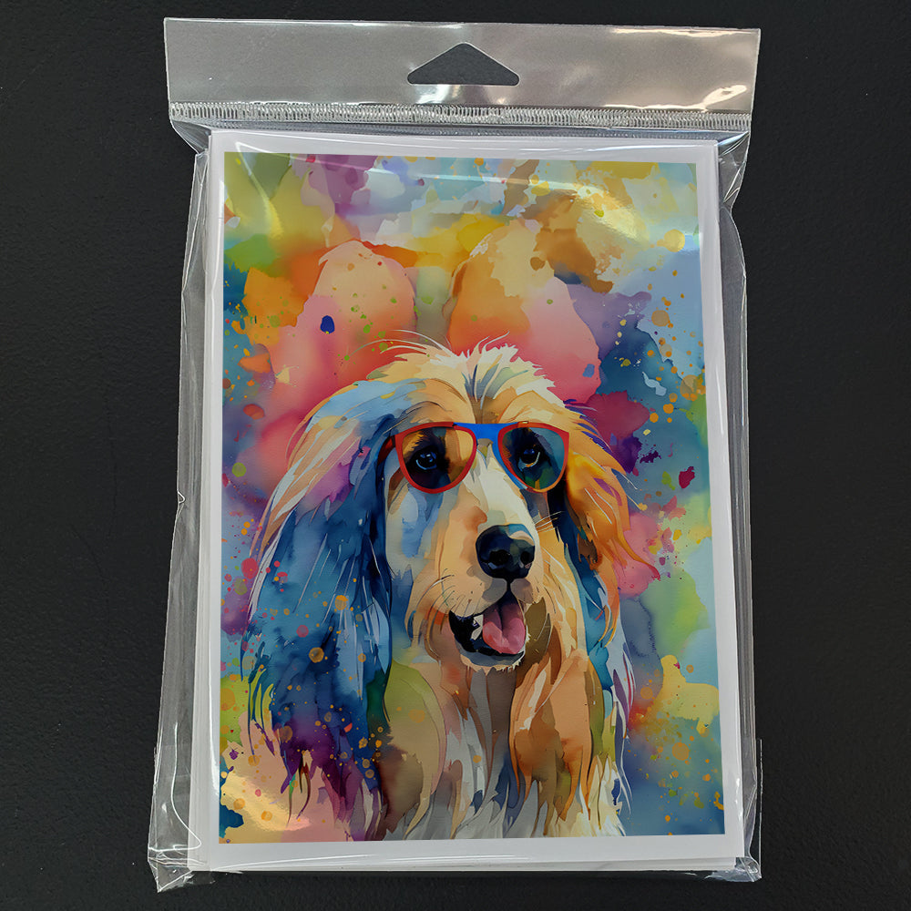 Afghan Hound Hippie Dawg Greeting Cards Pack of 8 Blank Cards with Envelopes Whimsical A7 Size 5x7