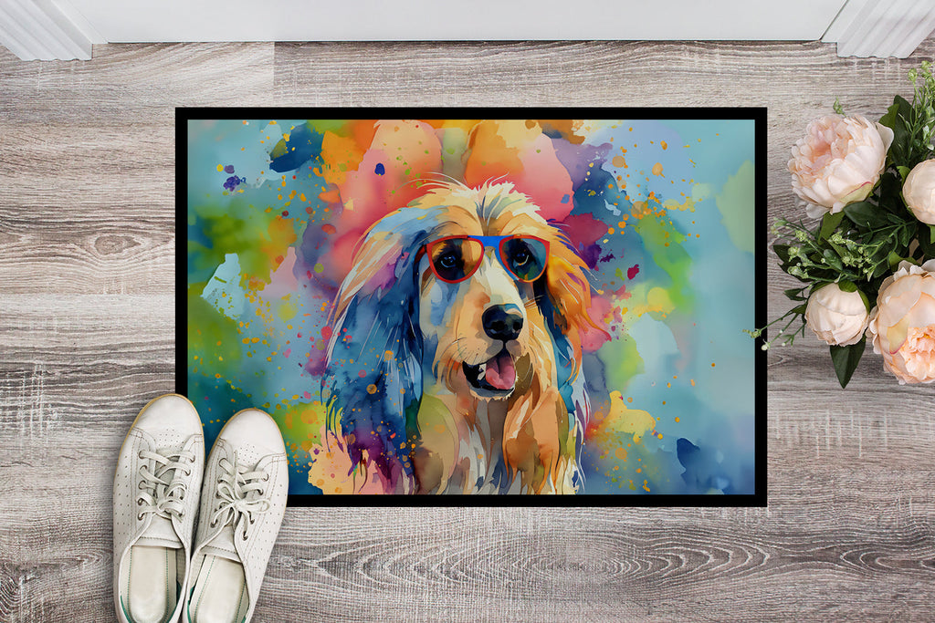 Afghan Hound Hippie Dawg Doormat Indoor Outdoor 24H X 36W Front Door Mat Rugs for Entryway, Non Slip Washable Low Pile,