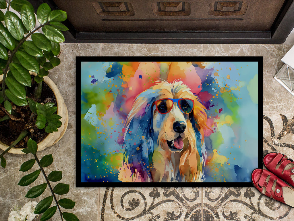 Afghan Hound Hippie Dawg Doormat Indoor Outdoor 24H X 36W Front Door Mat Rugs for Entryway, Non Slip Washable Low Pile,