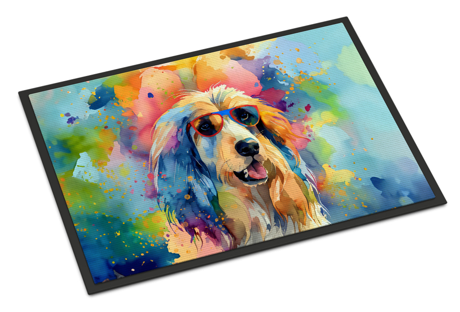 Afghan Hound Hippie Dawg Doormat Indoor Outdoor 18H X 27W Front Door Mat Rugs for Entryway, Non Slip Washable