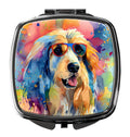 Afghan Hound Hippie Dawg Compact Mirror Decorative Travel Makeup Mirror for Women Girls Gifts Pocket Makeup Mirror Folding Handheld
