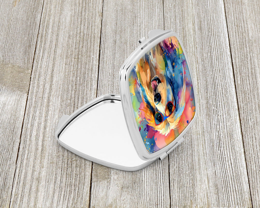 Afghan Hound Hippie Dawg Compact Mirror Decorative Travel Makeup Mirror for Women Girls Gifts Pocket Makeup Mirror Folding Handheld