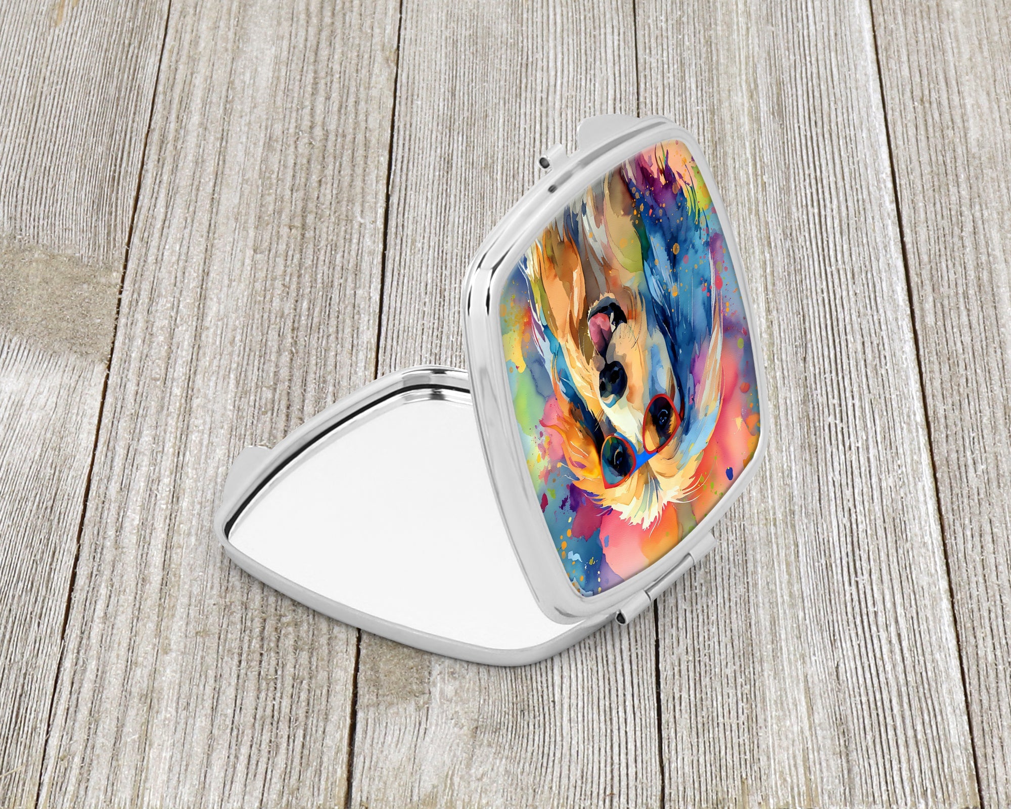 Afghan Hound Hippie Dawg Compact Mirror Decorative Travel Makeup Mirror for Women Girls Gifts Pocket Makeup Mirror Folding Handheld