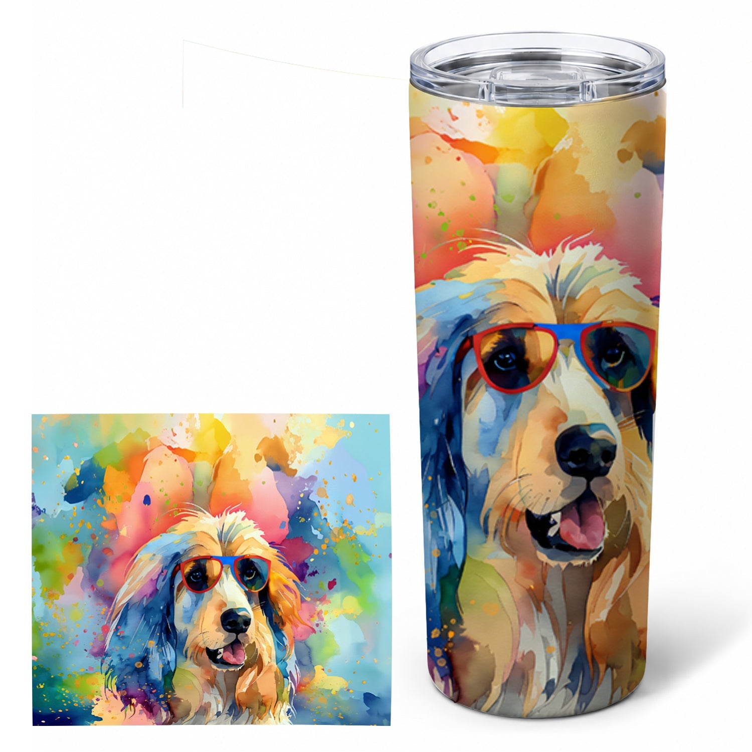 Afghan Hound Hippie Dawg Stainless Steel Skinny Tumbler 20 oz Vacuum Double Walled Reusable Insulated Travel Cup