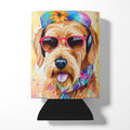 Airedale Terrier Hippie Dawg Can or Bottle Hugger Cooler Sleeve for Standard 12 oz Cans, Insulated Foam Beer & Soda Can Hugger Reusable