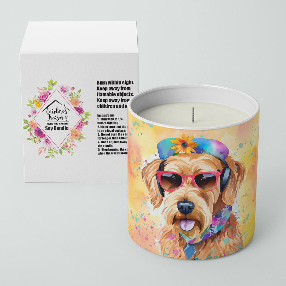 Airedale Terrier Hippie Dawg Decorative Soy Candle Nature Soy Wax Essential Oil Home Decor Ideal for Bedroom Kitchen Bath Office Gift, 10 oz