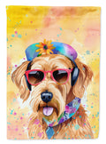 Airedale Terrier Hippie Dawg House Flag 28x40 Porch Sleeve Pole Decorative Outside Yard Banner Artwork Wall Hanging, Polyester