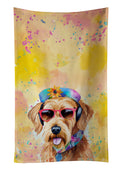 Airedale Terrier Hippie Dawg Kitchen Towel Velour Plush Front and Cotton Loop Back Machine Washable