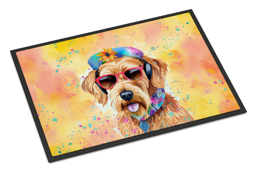 Airedale Terrier Hippie Dawg Doormat Indoor Outdoor 18H X 27W Front Door Mat Rugs for Entryway, Non Slip Washable