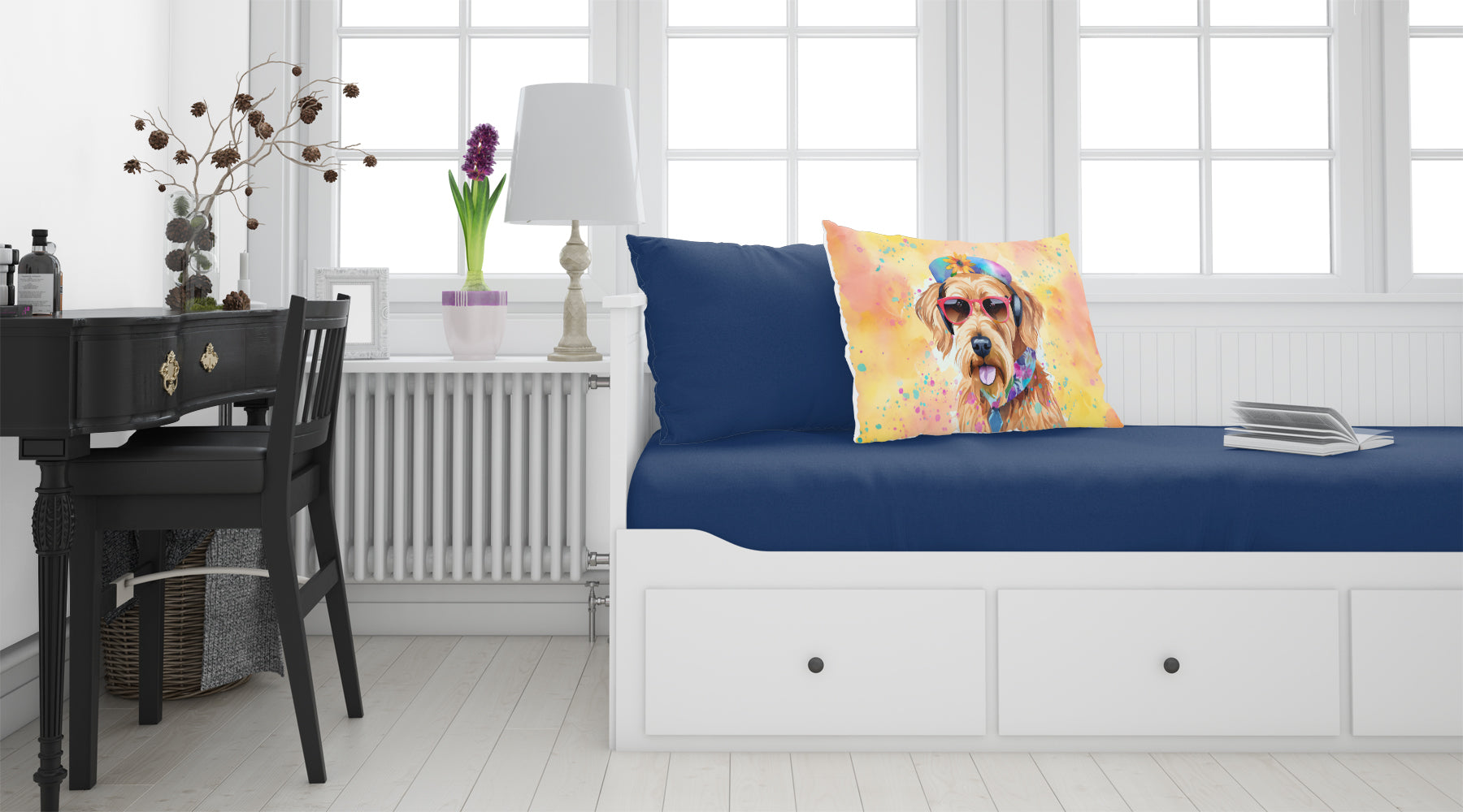 Airedale Terrier Hippie Dawg Standard Pillowcase Lightweight Super Soft Easy Care Decorative Artwork Pillowcase, Standard