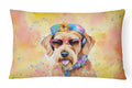 Airedale Terrier Hippie Dawg Decorative Throw Pillow 12x16 Indoor Outdoor Accent Cushion, Fabric Cover with Insert for Sofa, Bed, Porch & Living Room