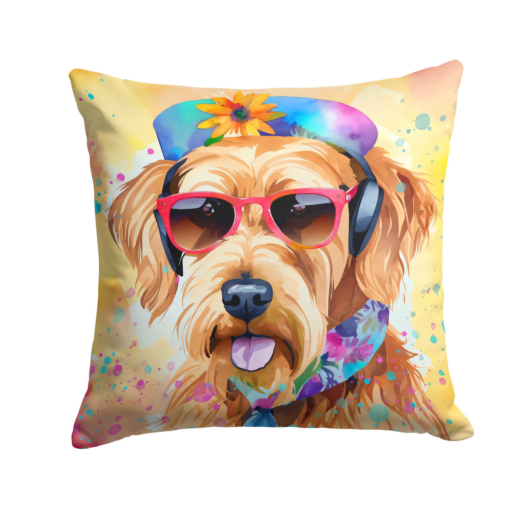 Airedale Terrier Hippie Dawg Decorative Throw Pillow 18x18 Indoor Outdoor Accent Cushion, Fabric Cover with Insert for Sofa, Bed, Porch & Living Room