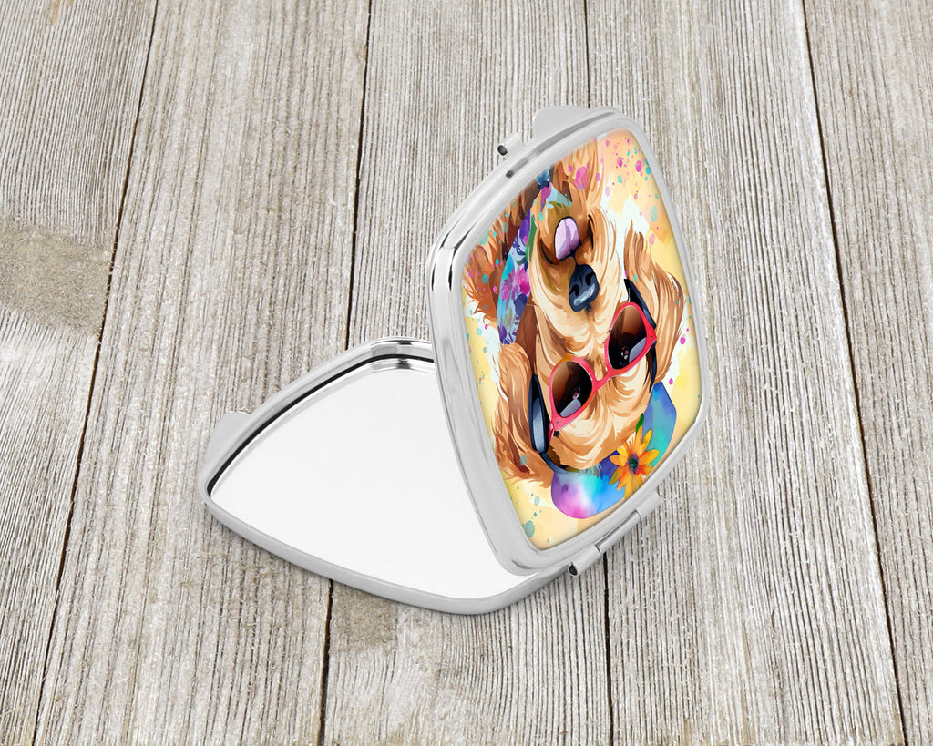 Airedale Terrier Hippie Dawg Compact Mirror Decorative Travel Makeup Mirror for Women Girls Gifts Pocket Makeup Mirror Folding Handheld