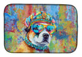 Akita Hippie Dawg Dish Drying Mat Absorbent Dish Drying Mat Pad for Kitchen Counter Dish Drainer Mat for Countertop, 14 x 21", Multicolor