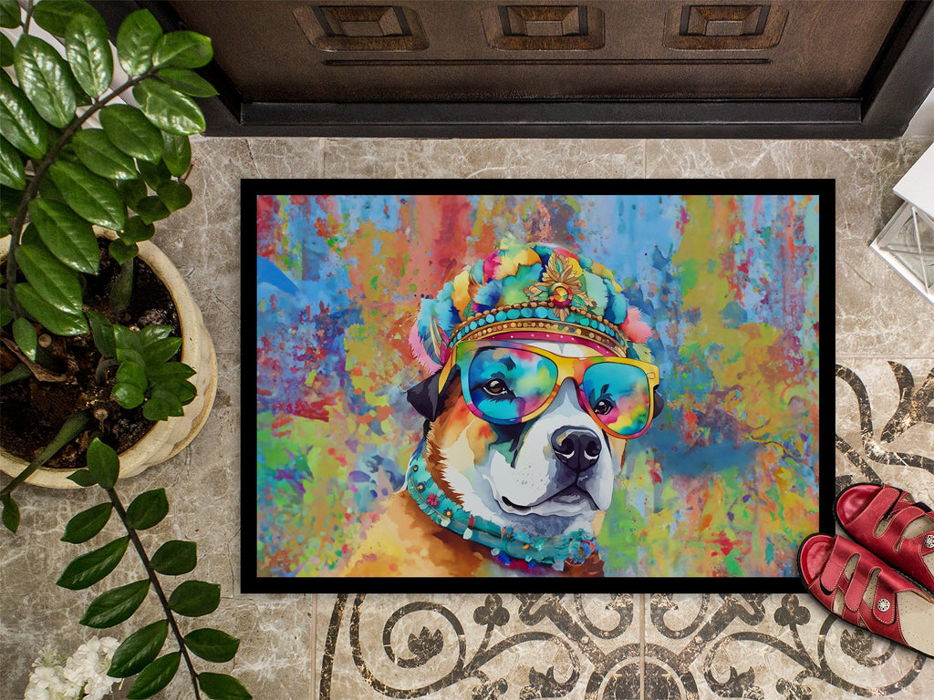 Akita Hippie Dawg Doormat Indoor Outdoor 18H X 27W Front Door Mat Rugs for Entryway, Non Slip Washable