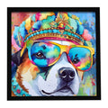 Akita Hippie Dawg Framed Metal Print Bathroom, Kitchen, Office, Home Decor Wall Art Ready to Hang, Square, 8X8