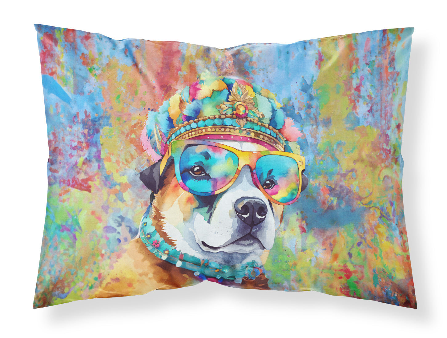 Akita Hippie Dawg Standard Pillowcase Lightweight Super Soft Easy Care Decorative Artwork Pillowcase, Standard