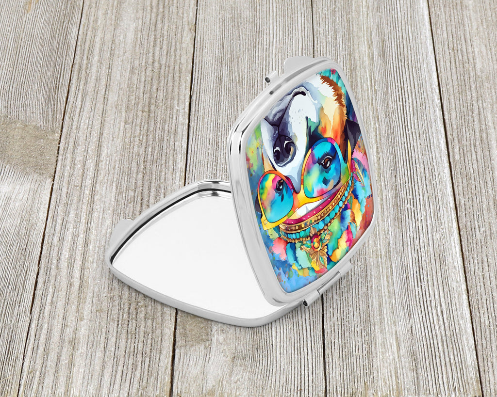 Akita Hippie Dawg Compact Mirror Decorative Travel Makeup Mirror for Women Girls Gifts Pocket Makeup Mirror Folding Handheld