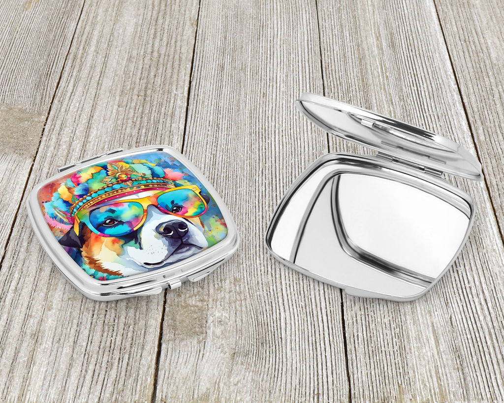 Akita Hippie Dawg Compact Mirror Decorative Travel Makeup Mirror for Women Girls Gifts Pocket Makeup Mirror Folding Handheld