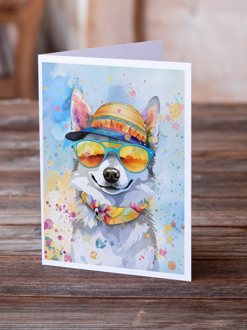Alaskan Klee Kai Hippie Dawg Greeting Cards Pack of 8 Blank Cards with Envelopes Whimsical A7 Size 5x7