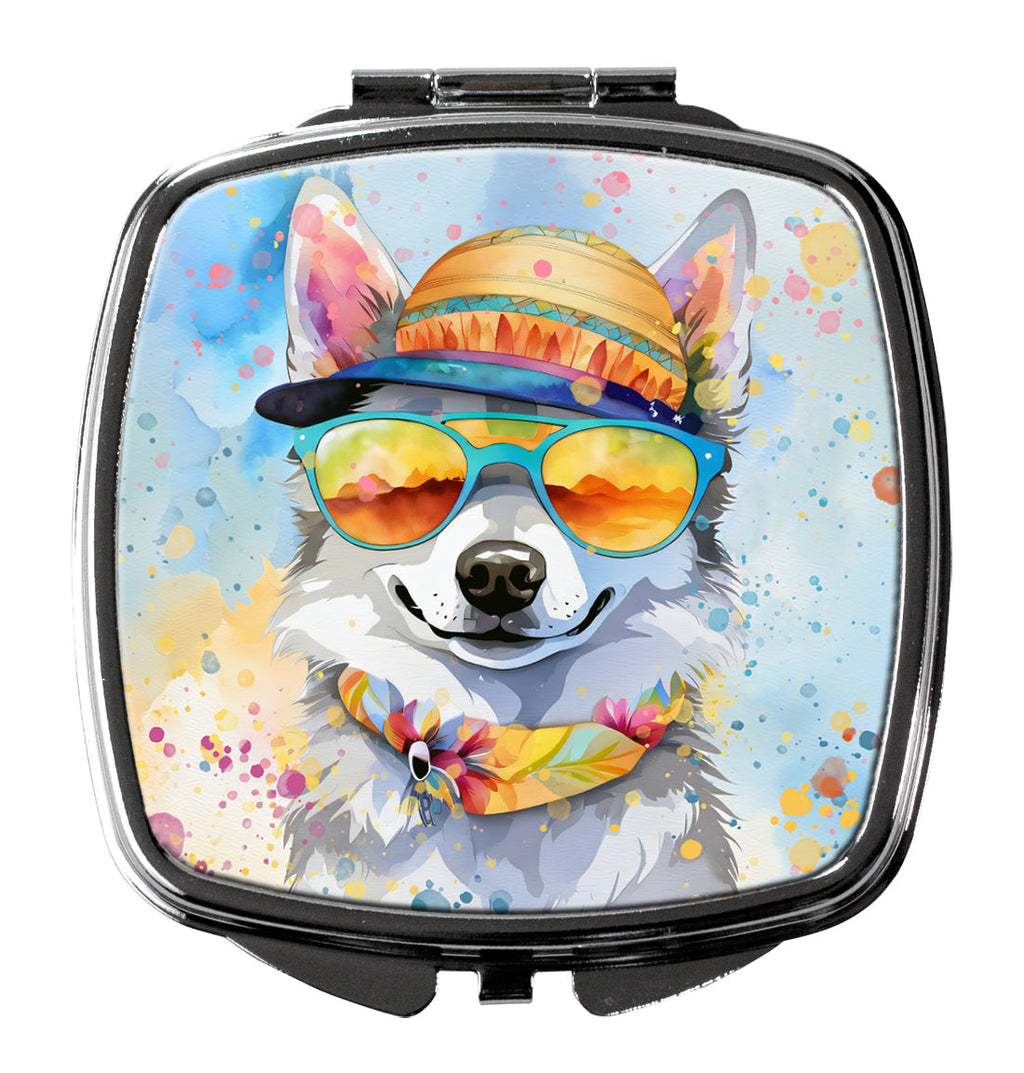 Alaskan Klee Kai Hippie Dawg Compact Mirror Decorative Travel Makeup Mirror for Women Girls Gifts Pocket Makeup Mirror Folding Handheld