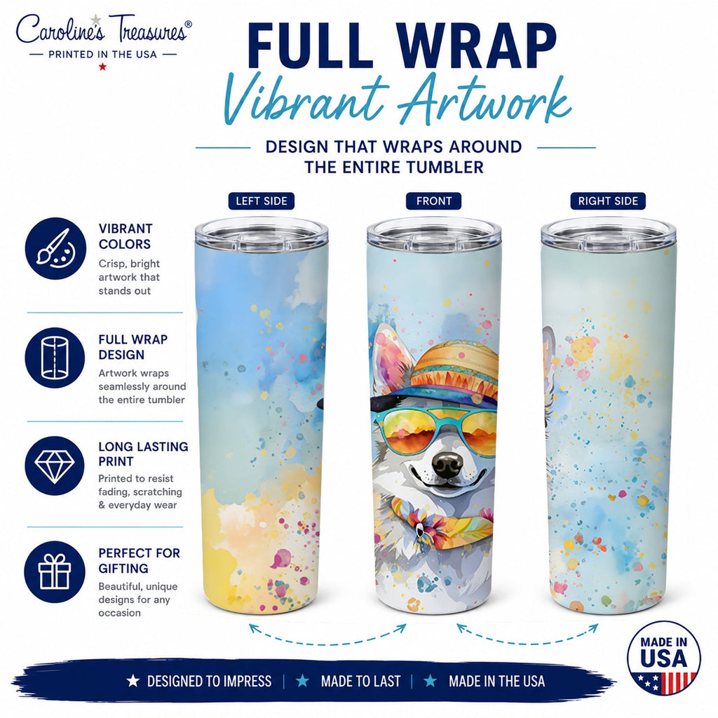 Alaskan Klee Kai Hippie Dawg Stainless Steel Skinny Tumbler 20 oz Vacuum Double Walled Reusable Insulated Travel Cup