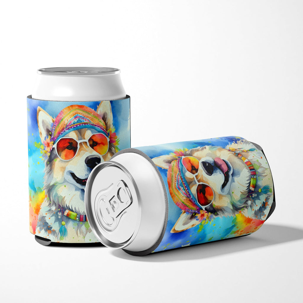 Alaskan Malamute Hippie Dawg Can or Bottle Hugger Cooler Sleeve for Standard 12 oz Cans, Insulated Foam Beer & Soda Can Hugger Reusable