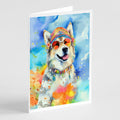 Alaskan Malamute Hippie Dawg Greeting Cards Pack of 8 Blank Cards with Envelopes Whimsical A7 Size 5x7
