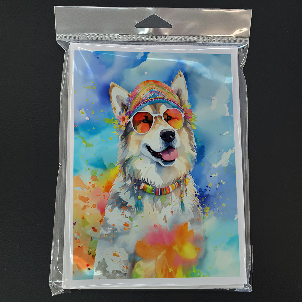 Alaskan Malamute Hippie Dawg Greeting Cards Pack of 8 Blank Cards with Envelopes Whimsical A7 Size 5x7