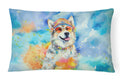 Alaskan Malamute Hippie Dawg Decorative Throw Pillow 12x16 Indoor Outdoor Accent Cushion, Fabric Cover with Insert for Sofa, Bed, Porch & Living Room