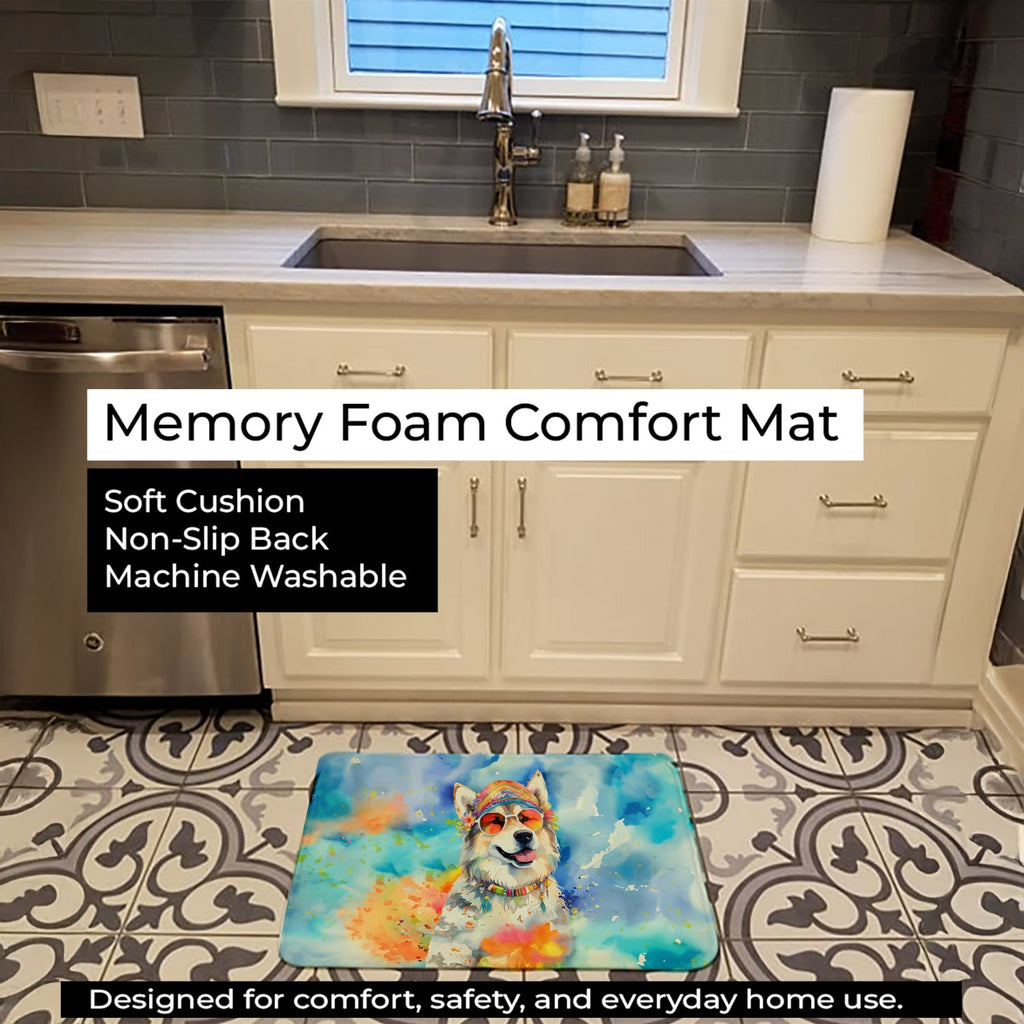 Alaskan Malamute Hippie Dawg Memory Foam Kitchen Mat Machine Washable Anti-Fatigue Cushion Comfort Bath or Kitchen Rug