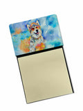 Alaskan Malamute Hippie Dawg Watercolor Sticky Note Holder Refillable Dispenser Desk Accessory 3x3 Pad Gift