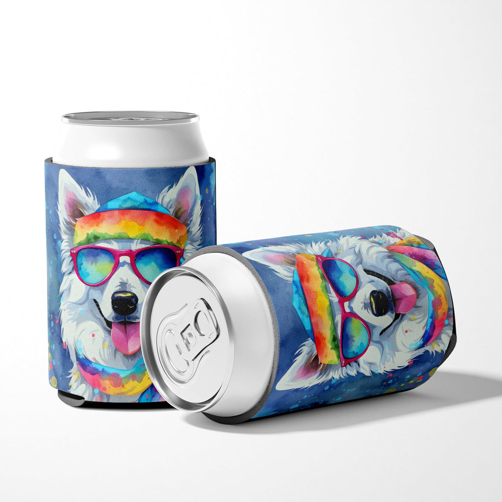 American Eskimo Hippie Dawg Can or Bottle Hugger Cooler Sleeve for Standard 12 oz Cans, Insulated Foam Beer & Soda Can Hugger Reusable