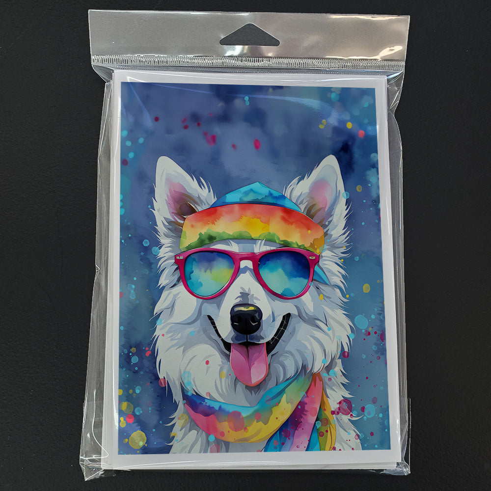 American Eskimo Hippie Dawg Greeting Cards Pack of 8 Blank Cards with Envelopes Whimsical A7 Size 5x7