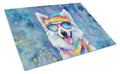 American Eskimo Hippie Dawg Cutting Board Tempered Glass Kitchen Cutting Surface, Heat Resistant Chopping, Non-Slip Feet, Food Prep & Serving
