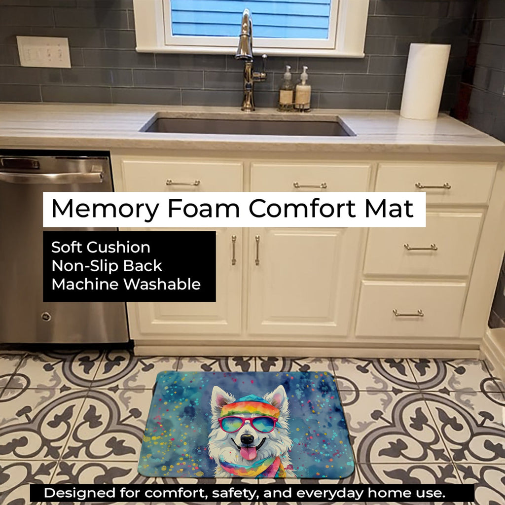 American Eskimo Hippie Dawg Memory Foam Kitchen Mat Machine Washable Anti-Fatigue Cushion Comfort Bath or Kitchen Rug