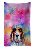 Basset Hound Hippie Dawg Kitchen Towel Velour Plush Front and Cotton Loop Back Machine Washable