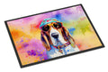 Basset Hound Hippie Dawg Doormat Indoor Outdoor 18H X 27W Front Door Mat Rugs for Entryway, Non Slip Washable