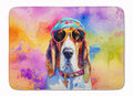 Basset Hound Hippie Dawg Memory Foam Kitchen Mat Machine Washable Anti-Fatigue Cushion Comfort Bath or Kitchen Rug