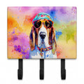 Basset Hound Hippie Dawg Leash or Key Holder Wall Hooks, Coat Rack Wall Mount, for Hanging Keys, Towels, Aprons, Leashes