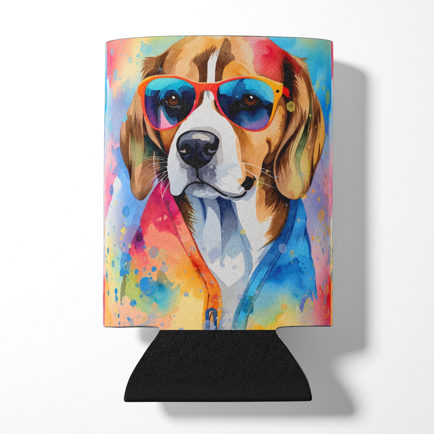 Beagle Hippie Dawg Can or Bottle Hugger Cooler Sleeve for Standard 12 oz Cans, Insulated Foam Beer & Soda Can Hugger Reusable
