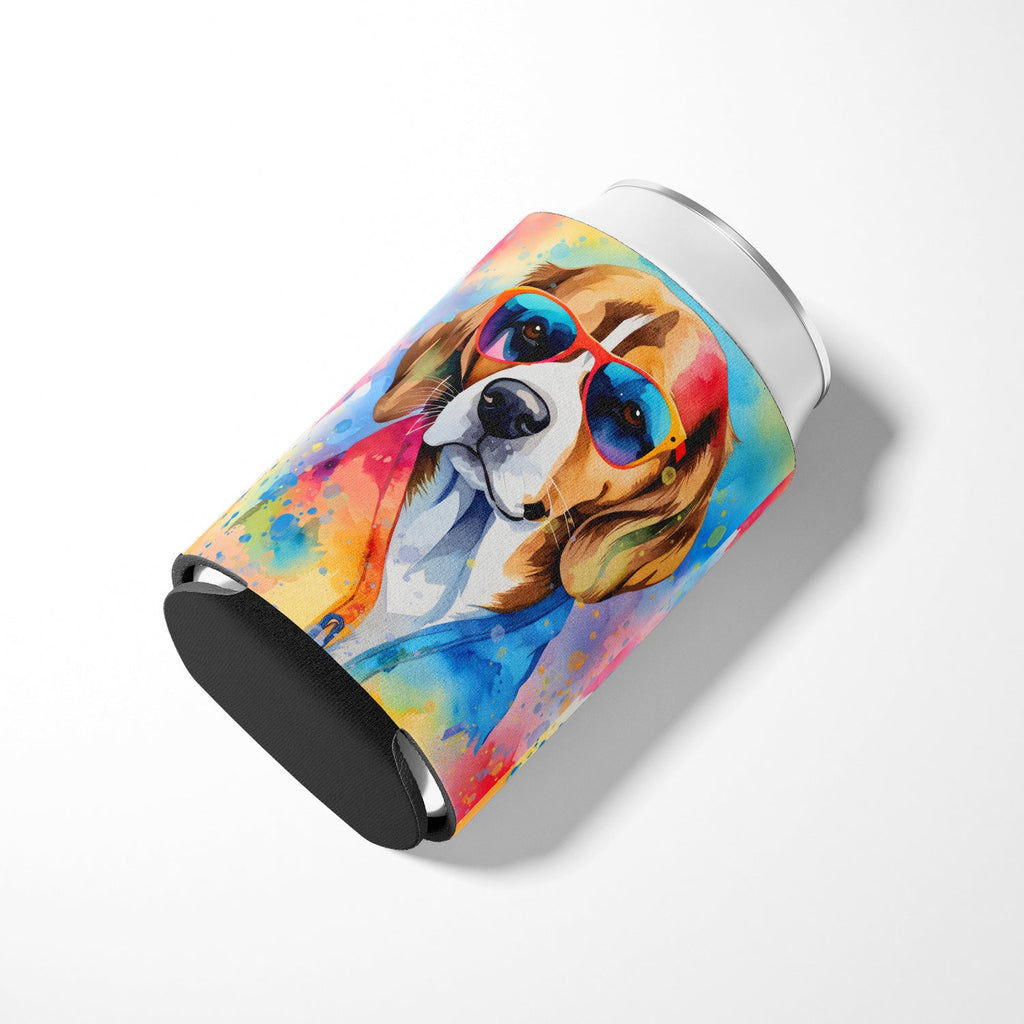 Beagle Hippie Dawg Can or Bottle Hugger Cooler Sleeve for Standard 12 oz Cans, Insulated Foam Beer & Soda Can Hugger Reusable
