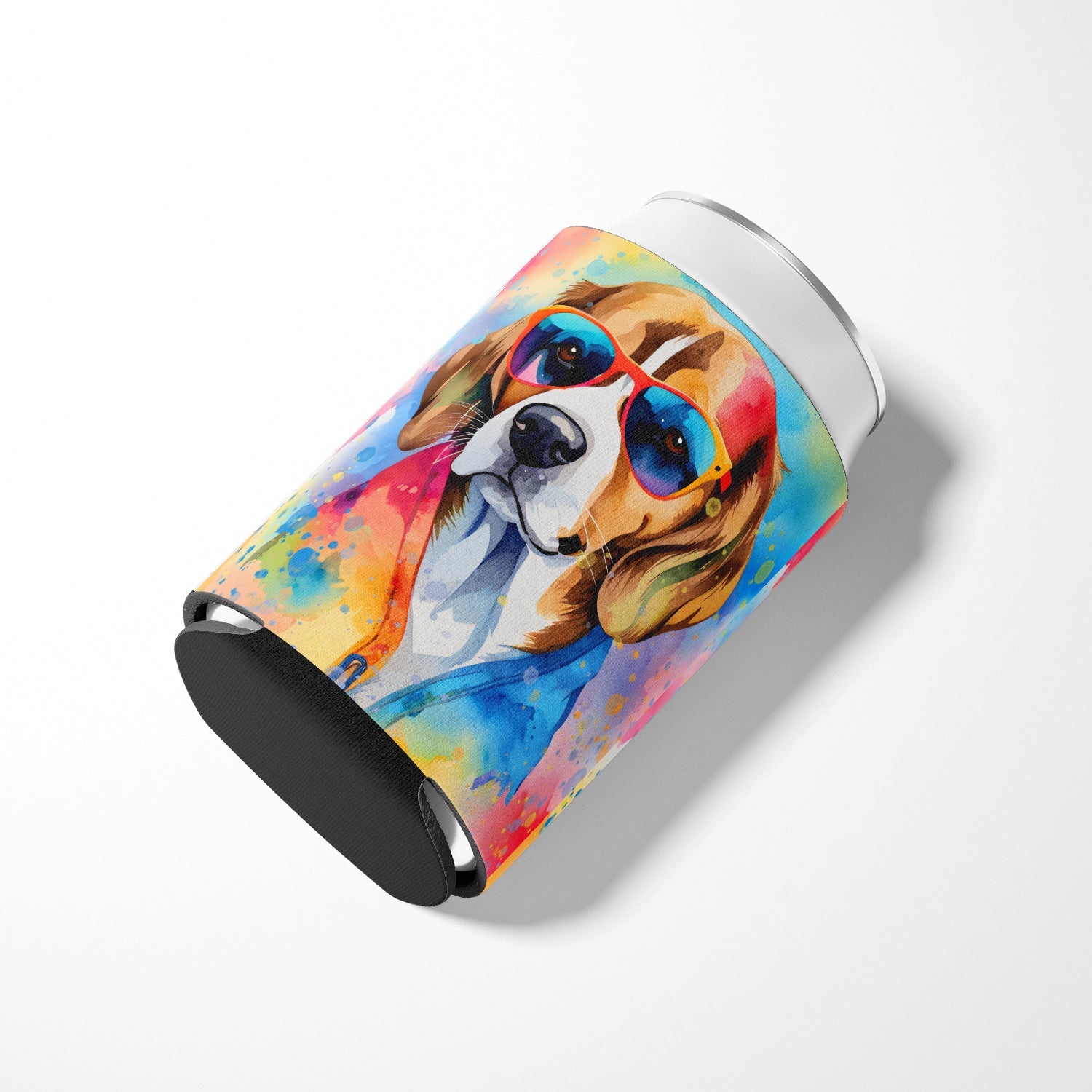 Beagle Hippie Dawg Can or Bottle Hugger Cooler Sleeve for Standard 12 oz Cans, Insulated Foam Beer & Soda Can Hugger Reusable