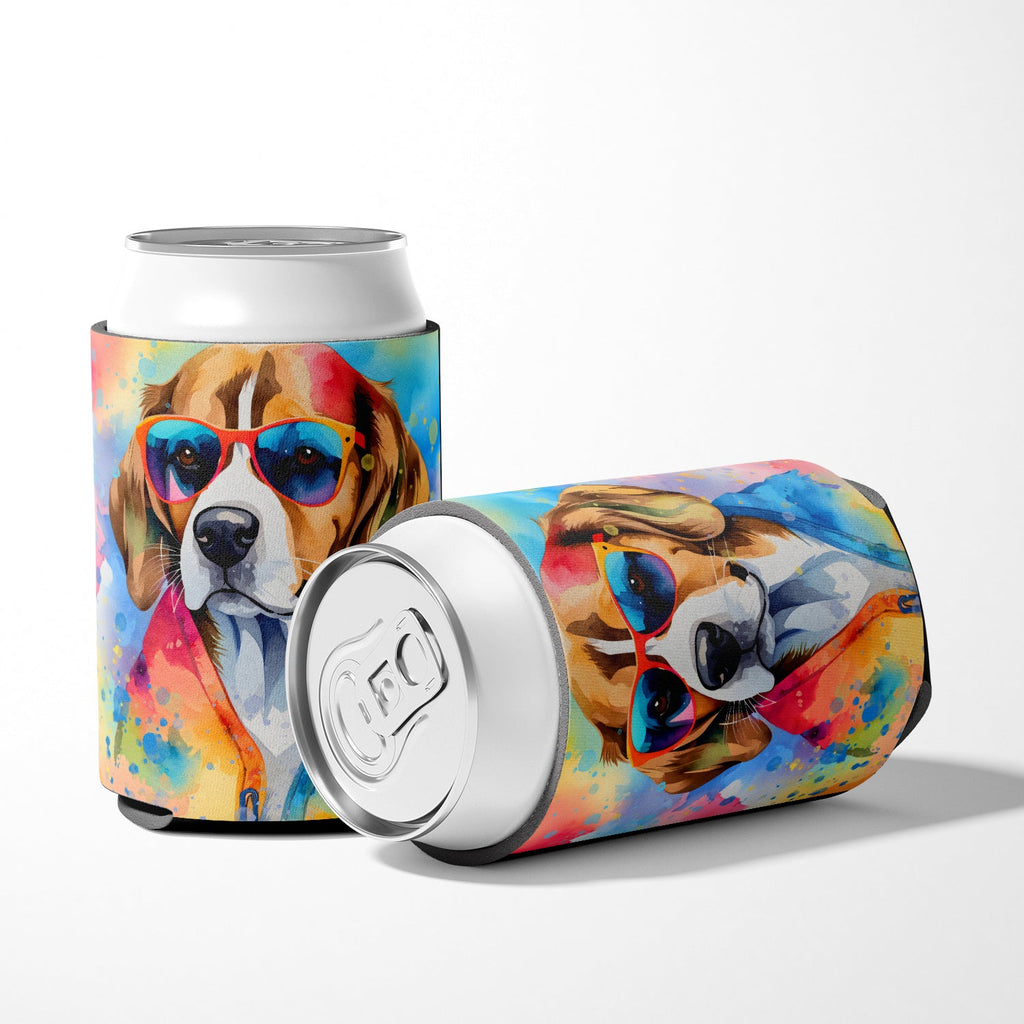 Beagle Hippie Dawg Can or Bottle Hugger Cooler Sleeve for Standard 12 oz Cans, Insulated Foam Beer & Soda Can Hugger Reusable