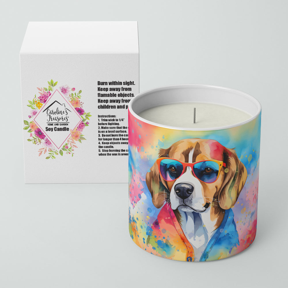 Beagle Hippie Dawg Decorative Soy Candle Nature Soy Wax Essential Oil Home Decor Ideal for Bedroom Kitchen Bath Office Gift, 10 oz