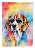 Beagle Hippie Dawg House Flag 28x40 Porch Sleeve Pole Decorative Outside Yard Banner Artwork Wall Hanging, Polyester