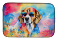 Beagle Hippie Dawg Dish Drying Mat Absorbent Dish Drying Mat Pad for Kitchen Counter Dish Drainer Mat for Countertop, 14 x 21", Multicolor